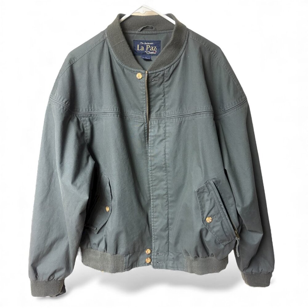 Vintage La Paz Catalina Gray Lightweight‎ Twill Bomber Style Jacket